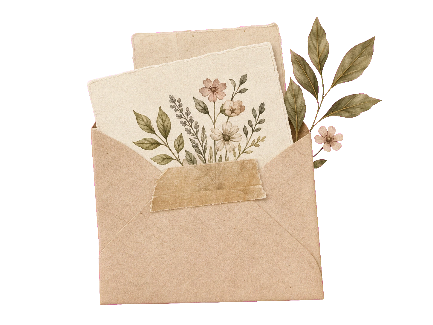 Botanical recipe cards in a warm paper envelope